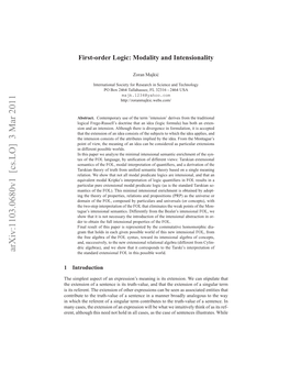 First-Order Logic: Modality and Intensionality
