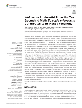 Wolbachia Strain Wgri from the Tea Geometrid Moth Ectropis Grisescens Contributes to Its Host’S Fecundity