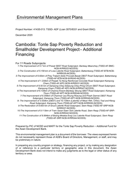 41435-013: Tonle Sap Poverty Reduction and Smallholder Development Project