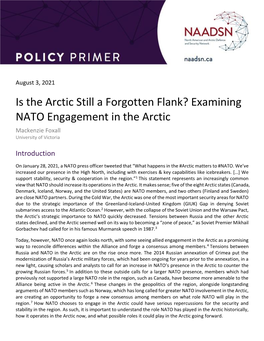 Examining NATO Engagement in the Arctic Mackenzie Foxall University of Victoria