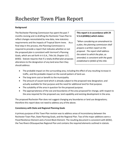 Rochester Town Plan Report