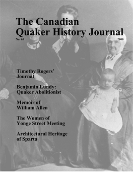 Timothy Rogers' Journal Benjamin Lundy: Quaker Abolitionist Memoir