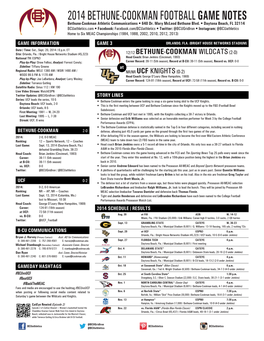 2014 BETHUNE-COOKMAN FOOTBALL GAME NOTES Bethune-Cookman Athletic Communications • 640 Dr