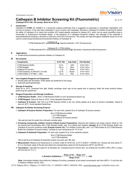 Cathepsin B Inhibitor Screening Kit (Fluorometric) Rev