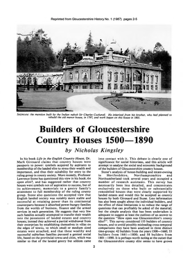 Builders of Gloucestershire Country Houses 1500-1890 by Nicholas Kingsley