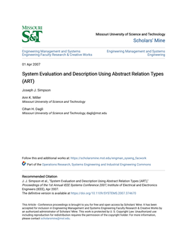 System Evaluation and Description Using Abstract Relation Types (ART)