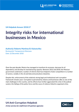 Integrity Risks for International Businesses in Mexico