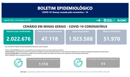 BOLETIM EPIDEMIOLÓGICO COVID-19: Doença Causada Pelo Coronavírus – 19