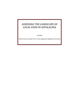 Assessing the Landscape of Local Food in Appalachia