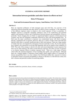 Interaction Between Pesticides and Other Factors in Effects on Bees1