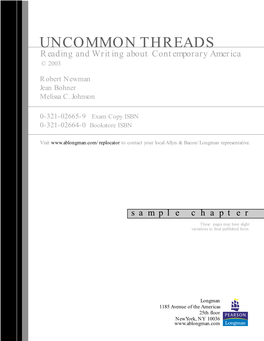 UNCOMMON THREADS Reading and Writing About Contemporary America © 2003