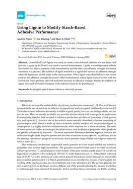 Using Lignin to Modify Starch-Based Adhesive Performance