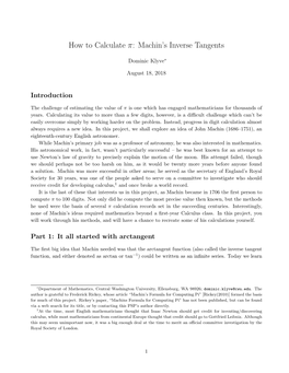 How to Calculate Π: Machin's Inverse Tangents