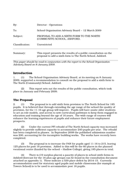 Proposal to Add a Sixth Form to the North (Community) School, Ashford