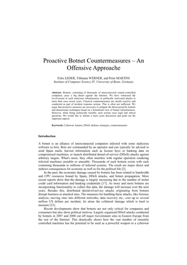 Proactive Botnet Countermeasures – an Offensive Approache