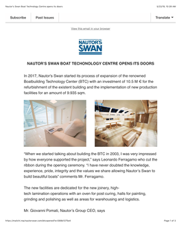 Nautor's Swan Boat Technology Centre Opens Its Doors 5/23/19, 10�39 AM