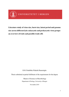 Literature Study of Virus Size, Burst Size, Latent Period and Genome Size