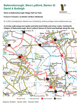 Baltonsborough, West Lydford, Barton St David & Butleigh