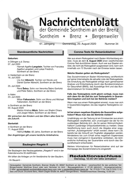 Nachrichtenblatt Sontheim - KW 34-2020 Umbruch.Qxp 19.08.20 11:35 Seite 1