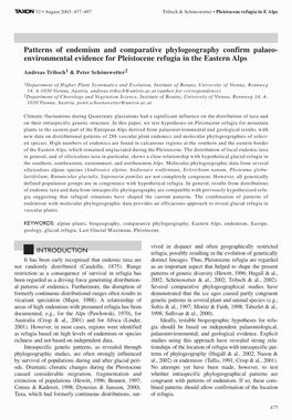 Patterns of Endemism and Comparative Phylogeography Confirm Palaeo- Environmental Evidence Forpleistocene Refugia in the Eastern Alps