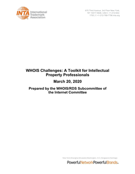 WHOIS Challenges: a Toolkit for Intellectual Property Professionals