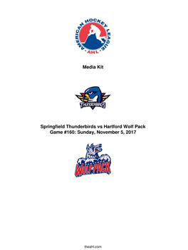 Media Kit Springfield Thunderbirds Vs Hartford Wolf Pack Game #160
