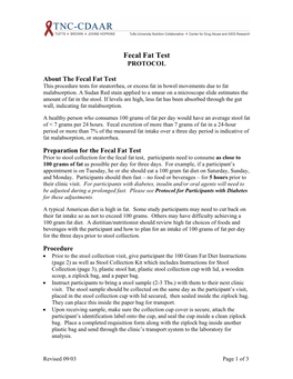 Fecal Fat Test PROTOCOL