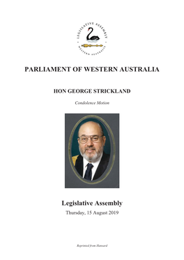 Parliament of Western Australia Hon George Strickland