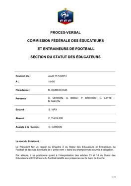 Proces-Verbal Commission Fédérale Des