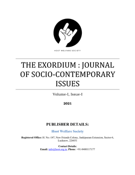 The Exordium : Journal of Socio-Contemporary Issues