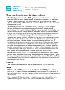 Thrombocytopenia-Absent Radius Syndrome