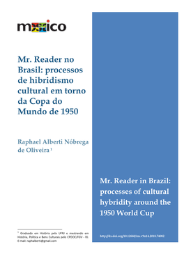 Mr. Reader No Brasil: Processos De Hibridismo Cultural Em Torno Da Copa Do Mundo De 1950