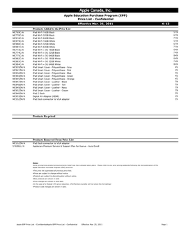 Apple Canada, Inc. Apple Education Purchase Program (EPP) Price List - Confidential Effective Mar