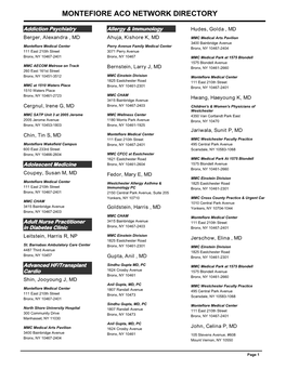 Montefiore Aco Network Directory