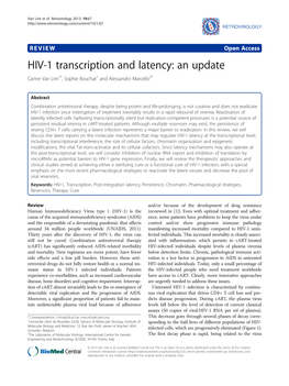 HIV-1 Transcription and Latency: an Update Carine Van Lint1*, Sophie Bouchat1 and Alessandro Marcello2*