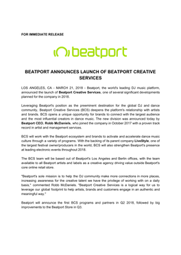 Beatport Announces Launch of Beatport Creative Services