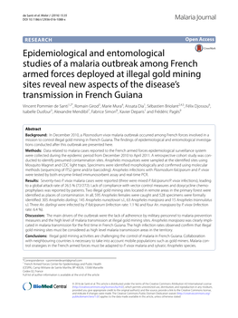 Epidemiological and Entomological Studies of a Malaria Outbreak