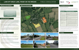 LAND OFF GREAT LANE, FRISBY on the WREAKE PUBLIC CONSULTATION Group