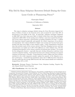 Why Did So Many Subprime Borrowers Default During the Crisis