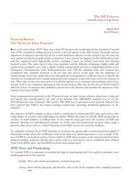 The ISP Column Protocol Basics: the Network Time Protocol