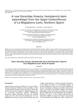 A New Geraridae (Insecta, Hemipteroid Stem Assemblage) from the Upper Carboniferous of La Magdalena (León, Northern Spain)