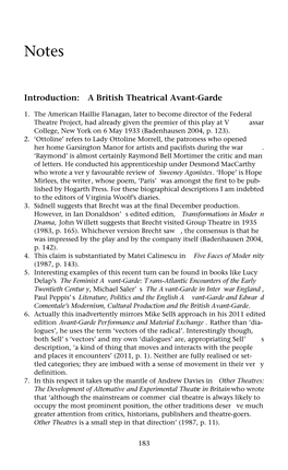 Introduction: a British Theatrical Avant-Garde