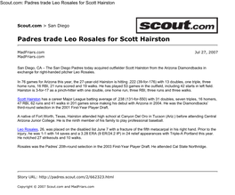 Padres Trade Leo Rosales for Scott Hairston