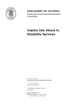 Inquiry Into Abuse in Disability Services
