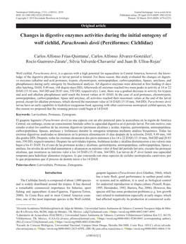 Changes in Digestive Enzymes Activities During the Initial Ontogeny of Wolf Cichlid, Parachromis Dovii (Perciformes: Cichlidae)