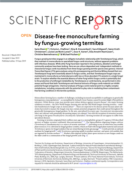 Disease-Free Monoculture Farming by Fungus-Growing Termites Saria Otani 1,6, Victoria L