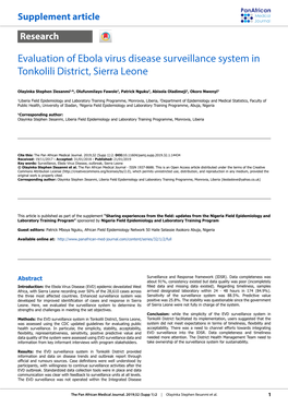 Evaluation of Ebola Virus Disease Surveillance System in Tonkolili District, Sierra Leone