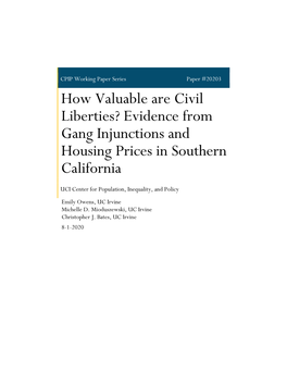 How Valuable Are Civil Liberties? Evidence from Gang Injunctions and Housing Prices in Southern California