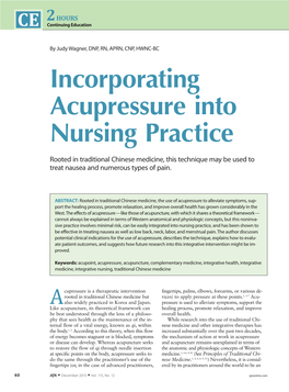 Incorporating Acupressure Into Nursing Practice