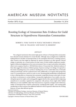 Roosting Ecology of Amazonian Bats: Evidence for Guild Structure in Hyperdiverse Mammalian Communities